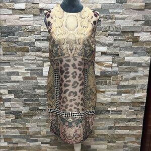 Joe Fresh Beige and Brown Patterned Midi Dress